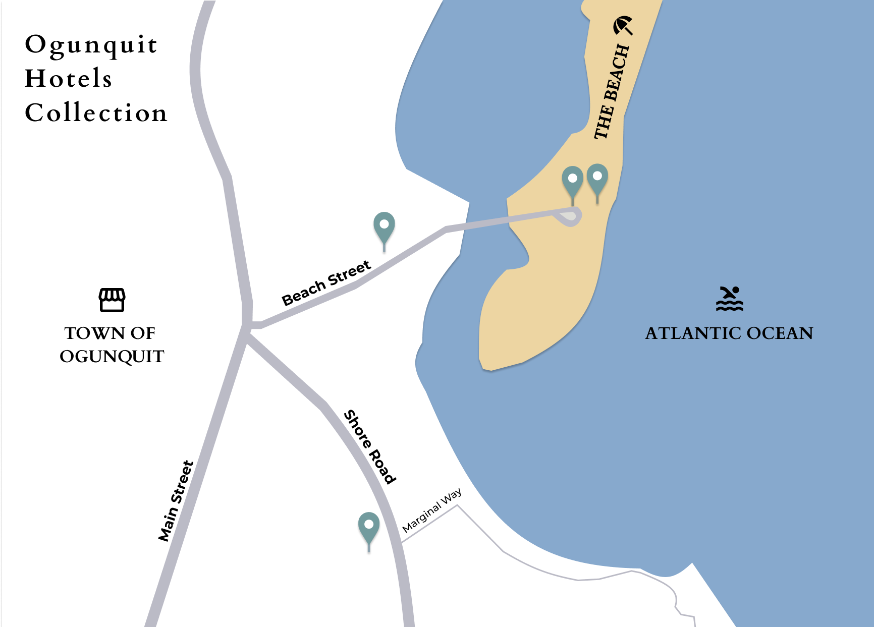 ogunquit hotels location map norseman seacastles and aspinquid