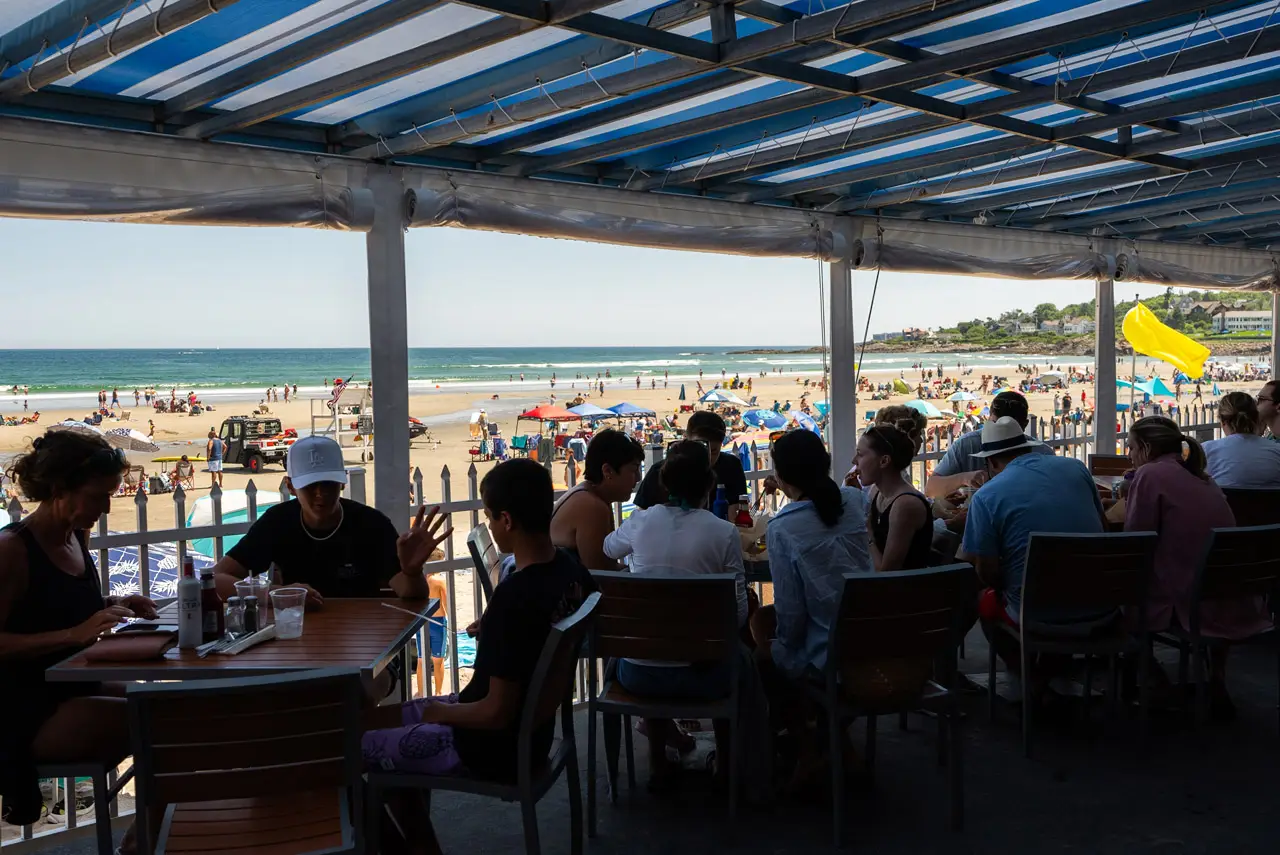 outdoor dining area beach views